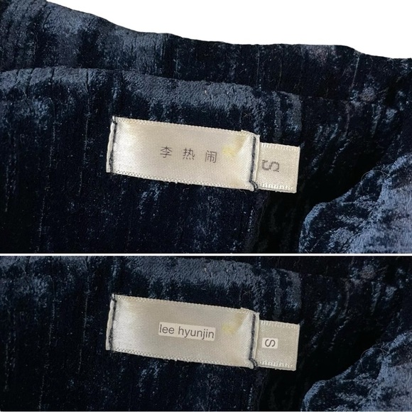 Lee Hyunjin Textured Velvet Velour Buttoned Evening Jacket Navy Blue Size Small - Picture 6 of 7